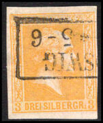 Prussia 1858 3pf deep orange-yellow fine used.