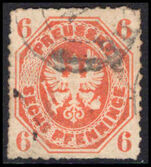 Prussia 1861-67 6pf orange fine used.