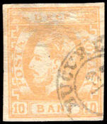 Romania 1871-72 10b orange-yellow fine used.