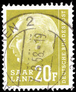 Saar 1957 20f light yellow-olive fine used.