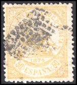 Spain 1874 50c orange-yellow fine used.