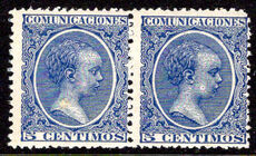 Spain 1889 5c blue pair unmounted mint.