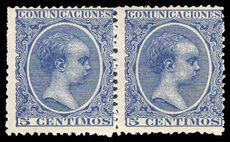 Spain 1889 5c blue pair unmounted mint.