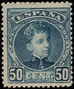 Spain 1901-05 50c greenish blue lightly mounted mint.
