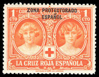 Spanish Morocco 1926 1c Red Cross lightly mounted mint.
