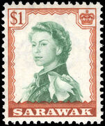 Sarawak 1955-59 $1 myrtle-green and orange-brown unmounted mint.