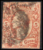 Saxony 1855-63 5g brick-red 2½ margins fine used.