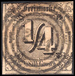 Thurn & Taxis Northern District 1852-58 ¼sgr on red-brown used.