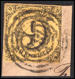 Thurn & Taxis Southern District 1852-58 9sgr yellow-buff fine used.