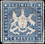 Wurttemburg 1865-68 7k indigo rouletted fine used.