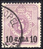 Turkish Empire 1884 10pa on 5pf very fine used.
