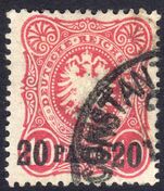 Turkish Empire 1884 20pa on 10pf very fine used.