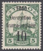 Togo 1914 Anglo-French Occupation 10 on 5pf type III expertized unmounted mint.