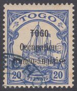 Togo 1914 Anglo-French Occupation 20pf ultramarine fine used.