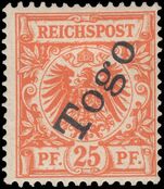 Togo 1897-98 25pf orange fine mint lightly hinged.