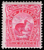 New Zealand 1907-08 6d carmine-pink perf 14x15 lightly mounted mint.