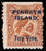 Penrhyn Island 1903 3d yellow-brown lightly mounted mint.