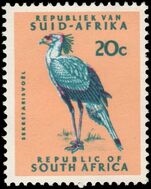 South Africa 1969-72 20c Secretary Bird unmounted mint.