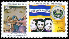 El Salvador 1989 168th Anniversary of Independence unmounted mint.