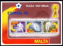 Malta 1982 World Cup Football souvenir sheet fine used.