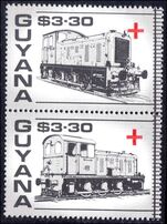 Guyana 1988 Red Cross Trains $3.30 pair unmounted mint.