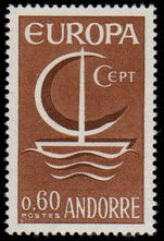 French Andorra 1966 Europa Shipfine lightly mounted mint.