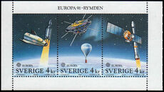 Sweden 1991 Europa Space Booklet Pane unmounted mint.