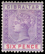 Gibraltar 1898 6d violet and red lightly mounted mint.