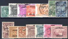 Portugal 1911-12 set fine used (15r 75r 80r 1000r lightly mounted mint).