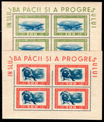 Romania 1946 Youth Airmails in sheetlets of four unmounted mint.