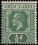 British Virgin Islands 1921 ½d green die II fine lightly hinged mint.