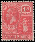 British Virgin Islands 1922-28 1d scarlet fine lightly hinged mint.