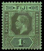 Fiji 1922-27 1s black on emerald Script CA lightly mounted mint.