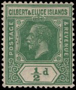 Gilbert & Ellice Islands 1922-27 ½d green script CA lightly mounted mint.