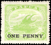 Papua 1917 1d on ½d yellow-green wmk Crown to right lightly mounted mint.