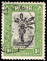 Papua 1932-40 1d black and green fine used.