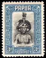 Papua 1932-40 3d black and blue lightly mounted mint.