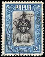 Papua 1932-40 3d black and blue fine used.