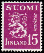 Finland 1947-52 15m bright purple Rampant Lion unmounted mint.