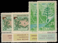 Turkey 1957 Centenary of Forestry Teaching with both coloured tabs unmounted mint.