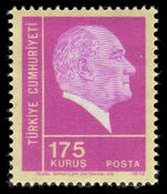 Turkey 1972-77 175k bright purple on pale yellow unmounted mint.