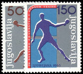 Yugoslavia 1965 World Table Tennis Championships Ljubljana unmounted mint.