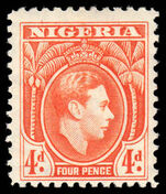 Nigeria 1938-51 4d orange fine mint lightly hinged.