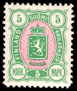 Finland 1889-94 5m green and rose lightly mounted mint.