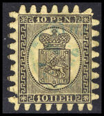 Finland 1871 10p black on yellow type iii fine used.