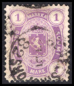 Finland 1875-84 1mk mauve Stamp Office print fine used.