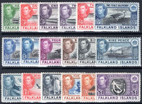 Falkland Islands 1938-50 set lightly mounted mint.