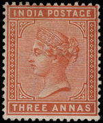 India 1882-90 3a orange lightly mounted mint.