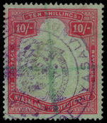 Nyasaland 1913-21 10s fiscally used.