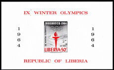 Liberia 1963 Winter Olympics imperf souvenir sheet unmounted mint.